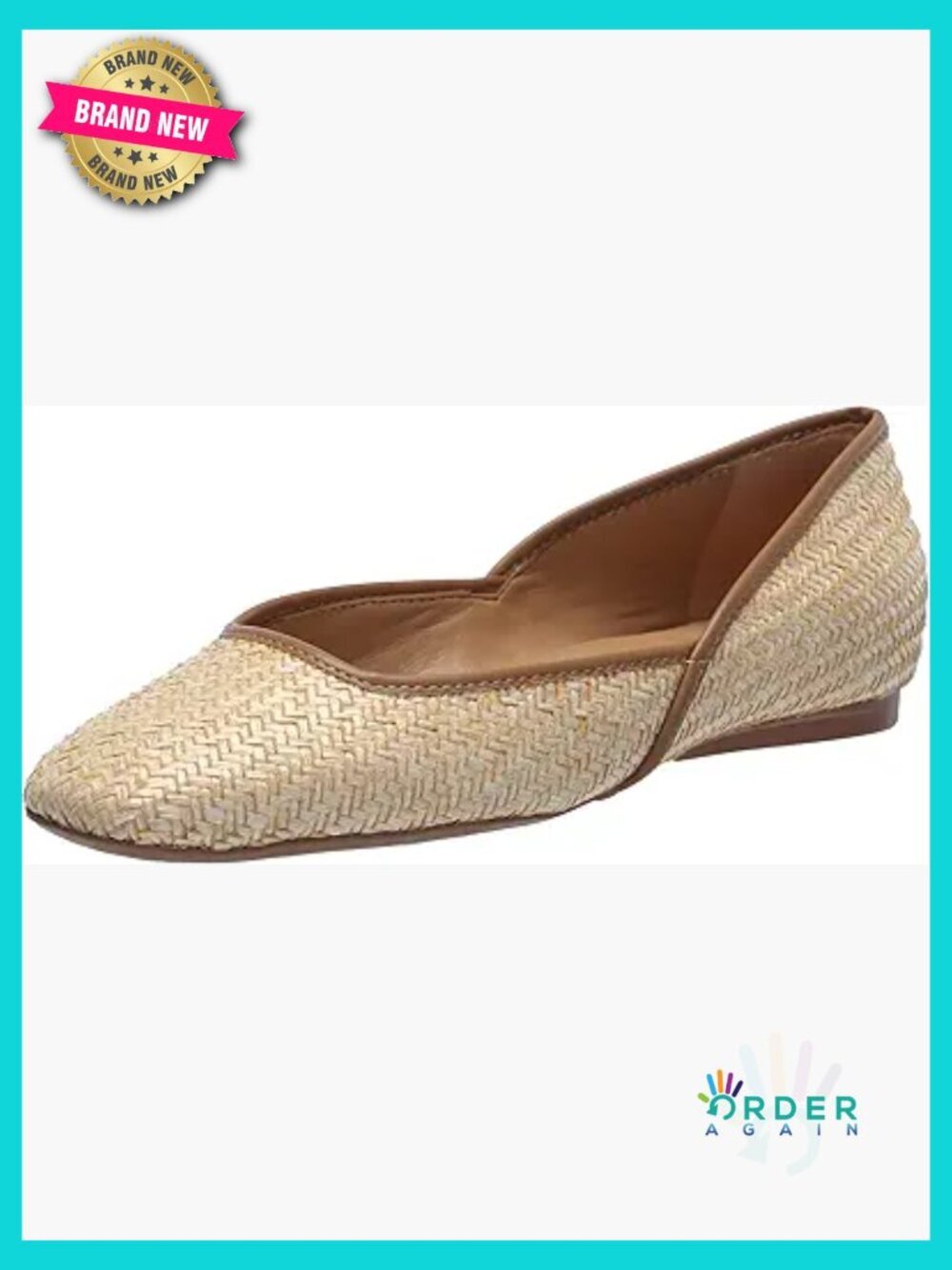 Women Ballet Flats Straw Square Toe D'Orsay Slip Resistant Comfort Classic
